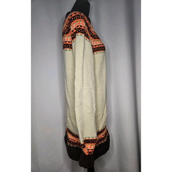 Vintage Handmade Fair Isle Design Mock Neck Knitted Sweater Dress Womens Large - Picture 7 of 7